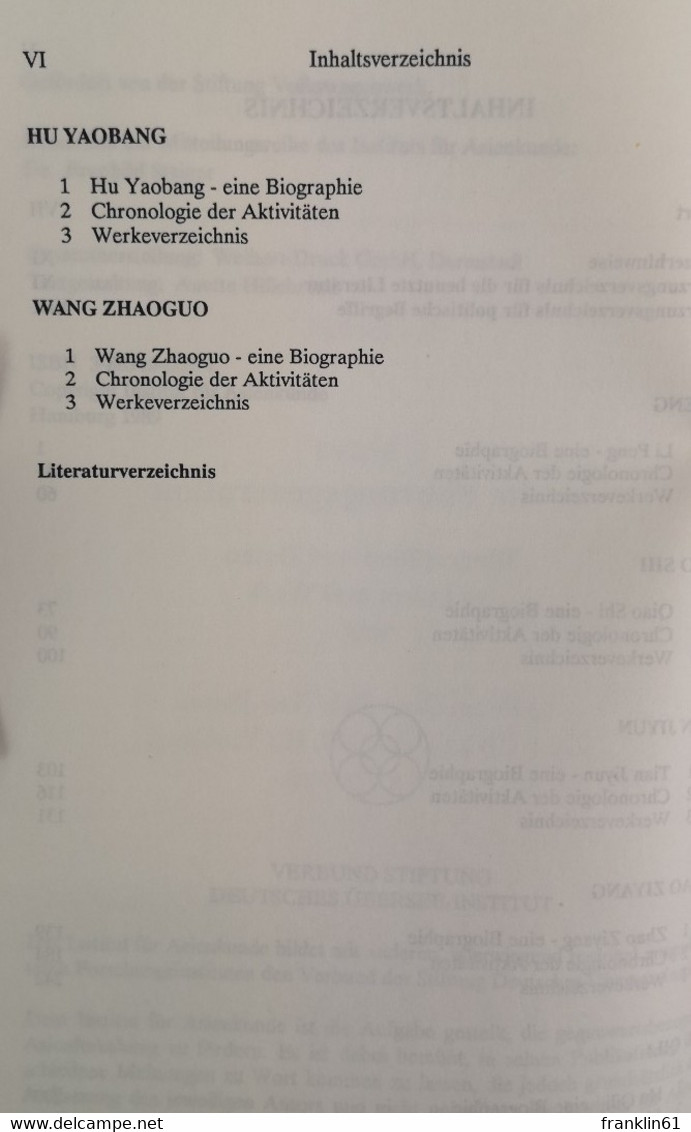 Chinas Zweite Führungsgeneration. Biographien Und Daten Zu Leben Mitteilungen Des Inst. Für Asienkunde, Hambur - Politik & Zeitgeschichte