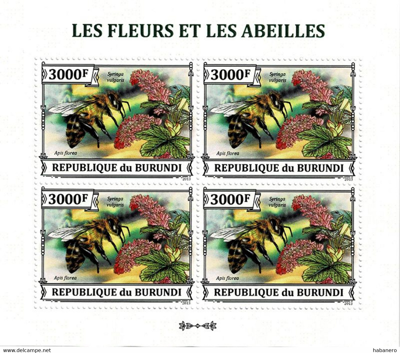 BURUNDI 2013 Mi 3291A KLB DWARF HONEY BEE MINT MINIATURE SHEET ** - Hojas Y Bloques