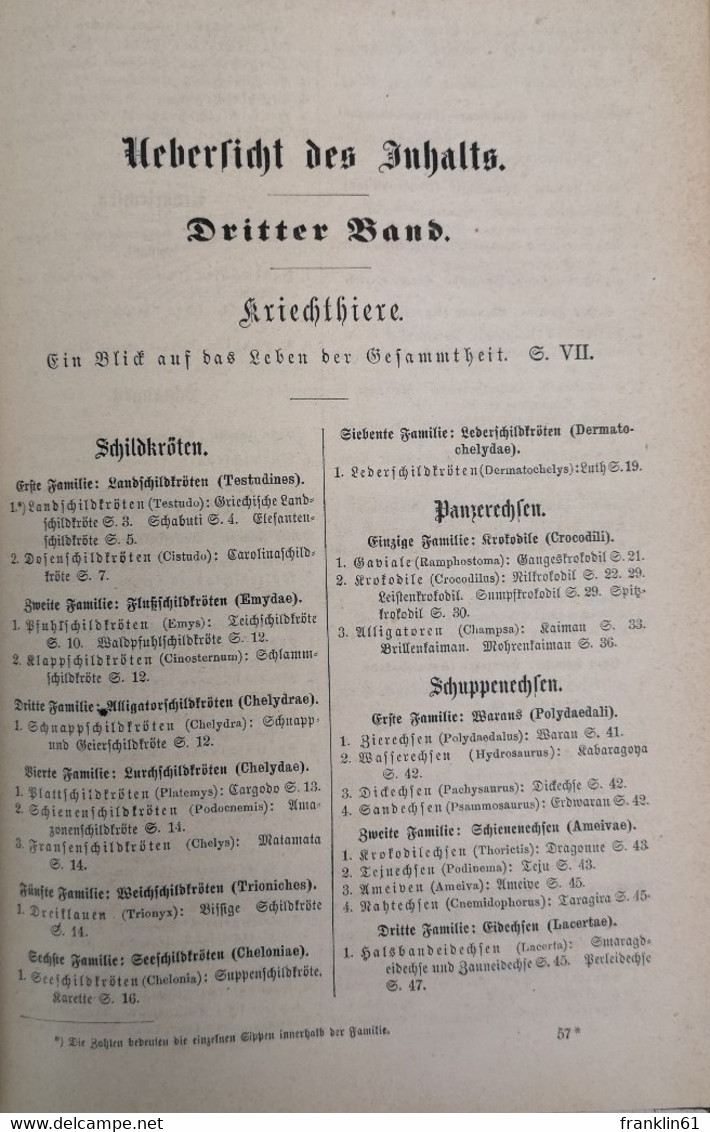 Brehm's Illustrirtes Thierleben. Für Volk und Schule. Dritter Band. Niedere Thiere.