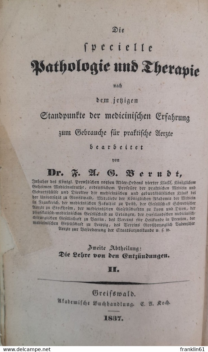 Die Lehre Von Den Entzündungen Nach Dem Jetzigen Standpunkte Der Medicinischen Erfahrung - Health & Medecine