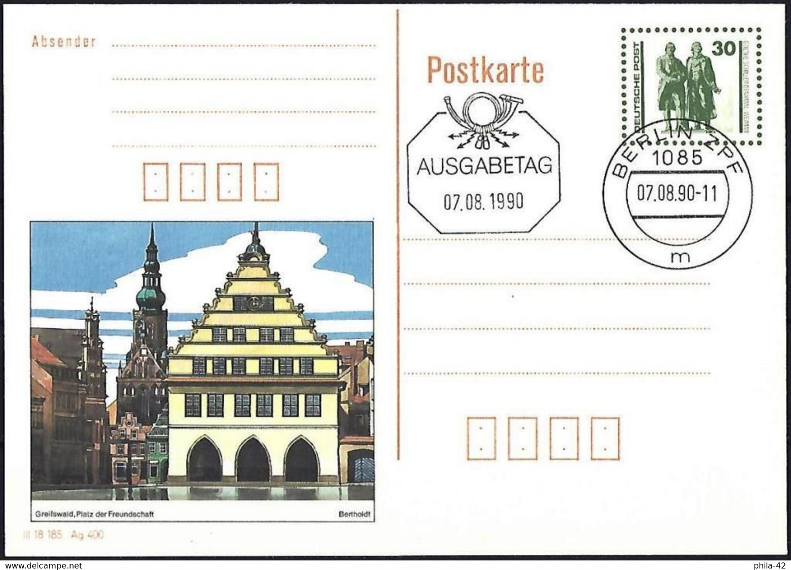 Germany GDR 1990 - Postal Stationary Mi 3345 - YT 2948 - Private Postcards - Used