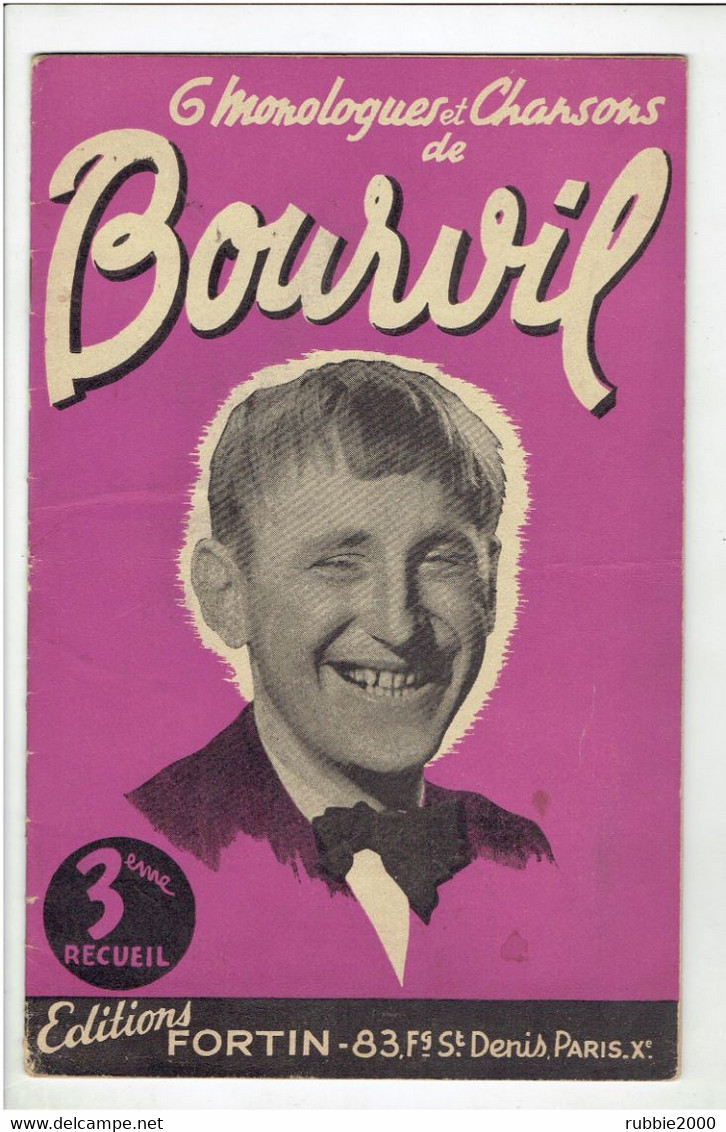 PARTITION 6 MONOLOGUES ET CHANSONS DE BOURVIL - Song Books