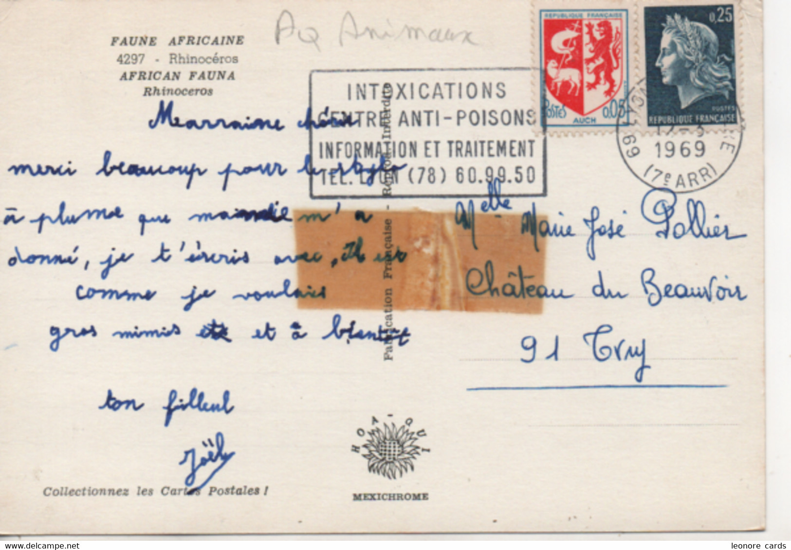 Cpa.Animaux.Faune Africaine Rhinocéros.1969 - Rhinocéros