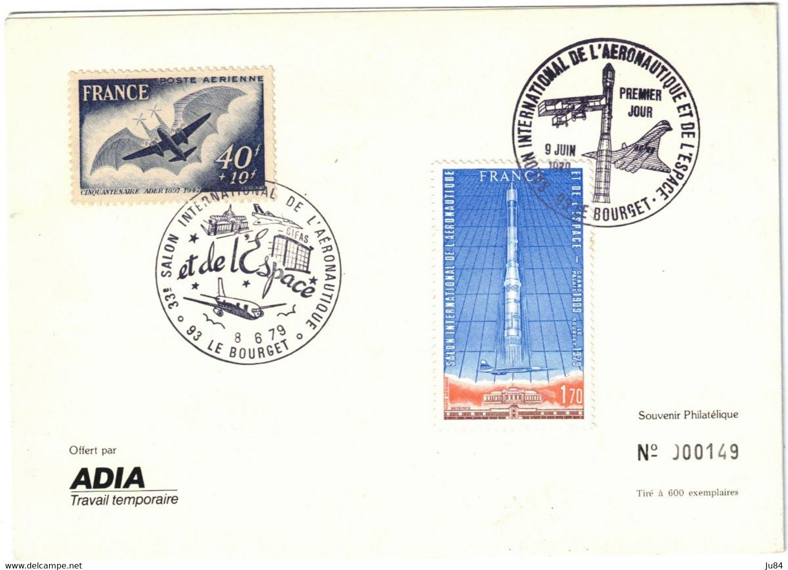 Seine Saint Denis - Le Bourget - Salon International De L'Aéronautique Et De L'Espace - Exemplaire N°149/600 - Juin 1979 - Commemorative Postmarks