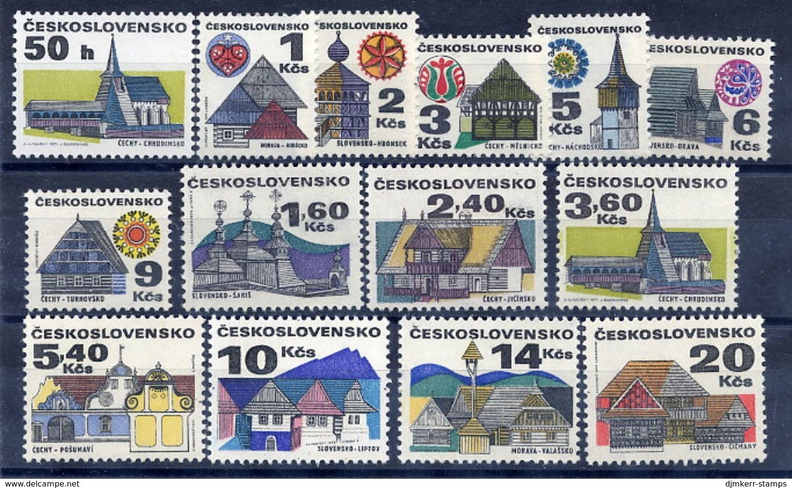 CZECHOSLOVAKIA 1971-92 Regional Architecture Definitive Set MNH / **.  Michel 1987-91, 2010-13, 2080-83, 3129 - Unused Stamps