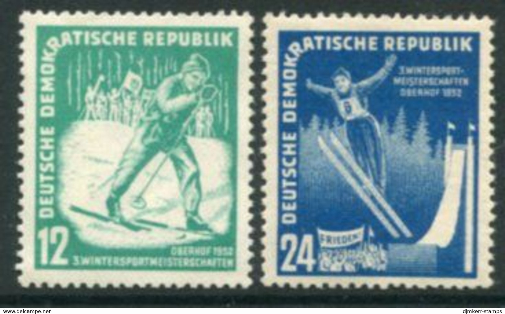 DDR / E. GERMANY 1952 Winter Sports Championships MNH / **.  Michel  298-299 - Unused Stamps