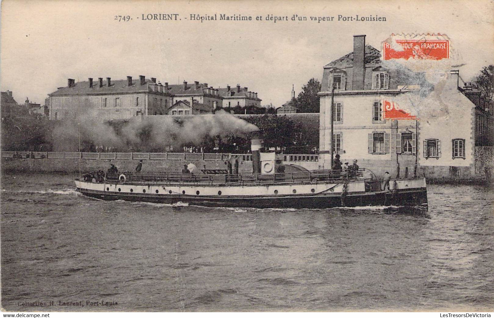 CPA - 56 - LORIENT - Hopital Maritime Et Départ D'un Vapeur Port Louisien - Laufont Port Louis - Lorient