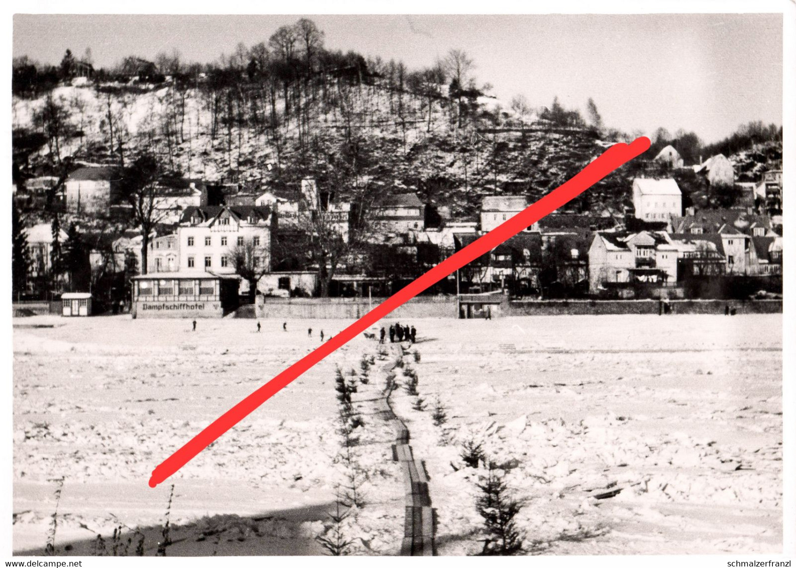 Foto AK Wehlen Vereiste Elbe Winter 1963 Gasthof Pötzscha Rathen Obervogelgesang Bad Schandau Pirna Sächsische Schweiz - Wehlen