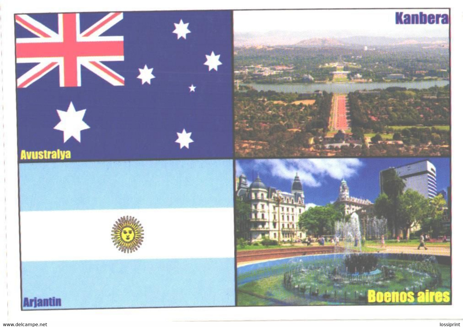 Australia And Argentina:Canberra View, Buenos Aires View, Flags - Canberra (ACT)