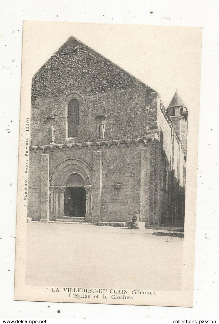 Cp, 86 , LA VILLEDIEU DU CLAIN , L'église Et Le Clocher,  Vierge - La Villedieu Du Clain