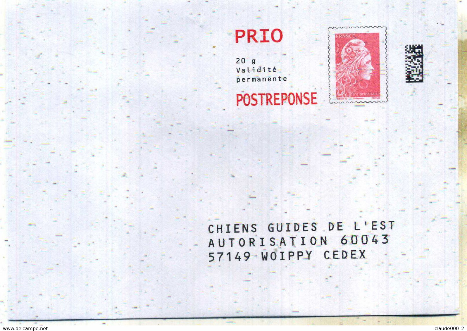PAP MARIANNE L'ENGAGE "  CHIENS GUIDES DE L'EST " Port Payé Par 368591 NEUF ** - Listos A Ser Enviados: Respuesta