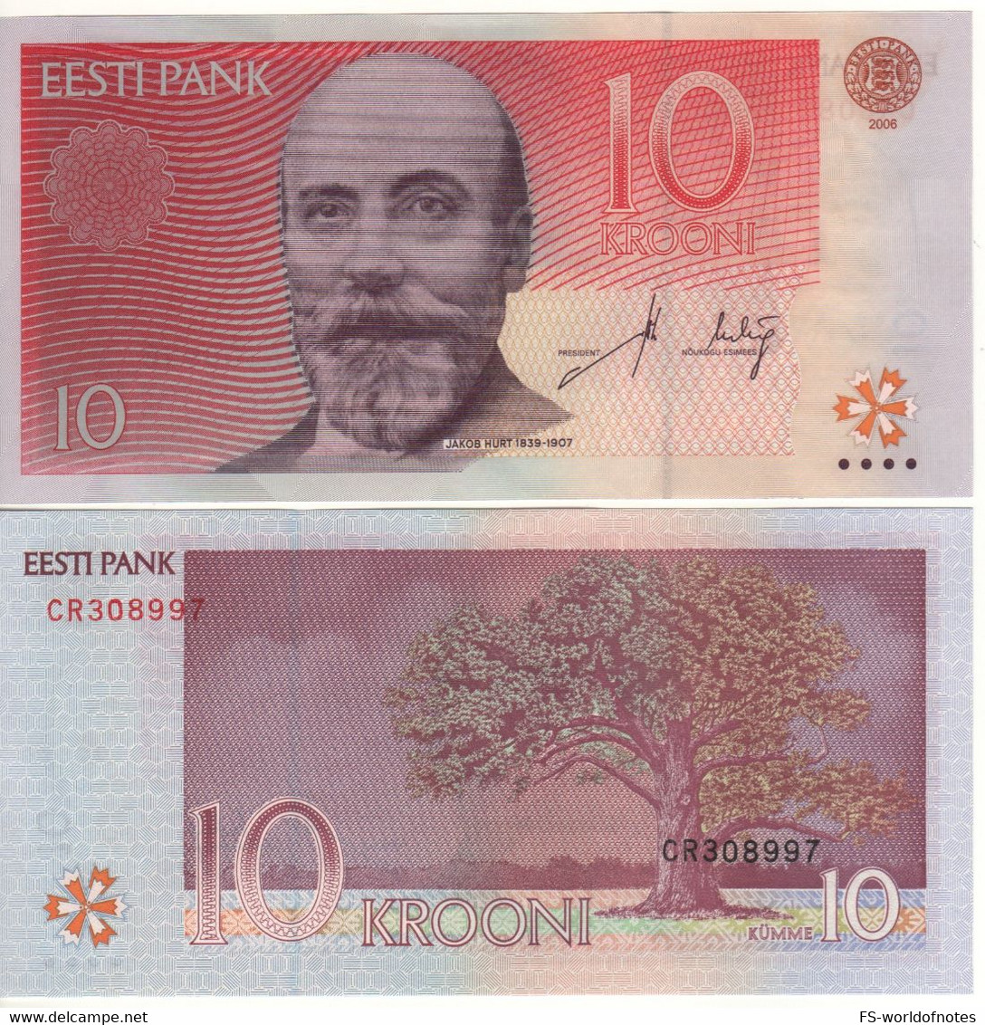 ESTONIA  10 Krooni  P86a  Dated  2006  ( Jakob Hurt  + Oak Tree At Back ) - Estonie