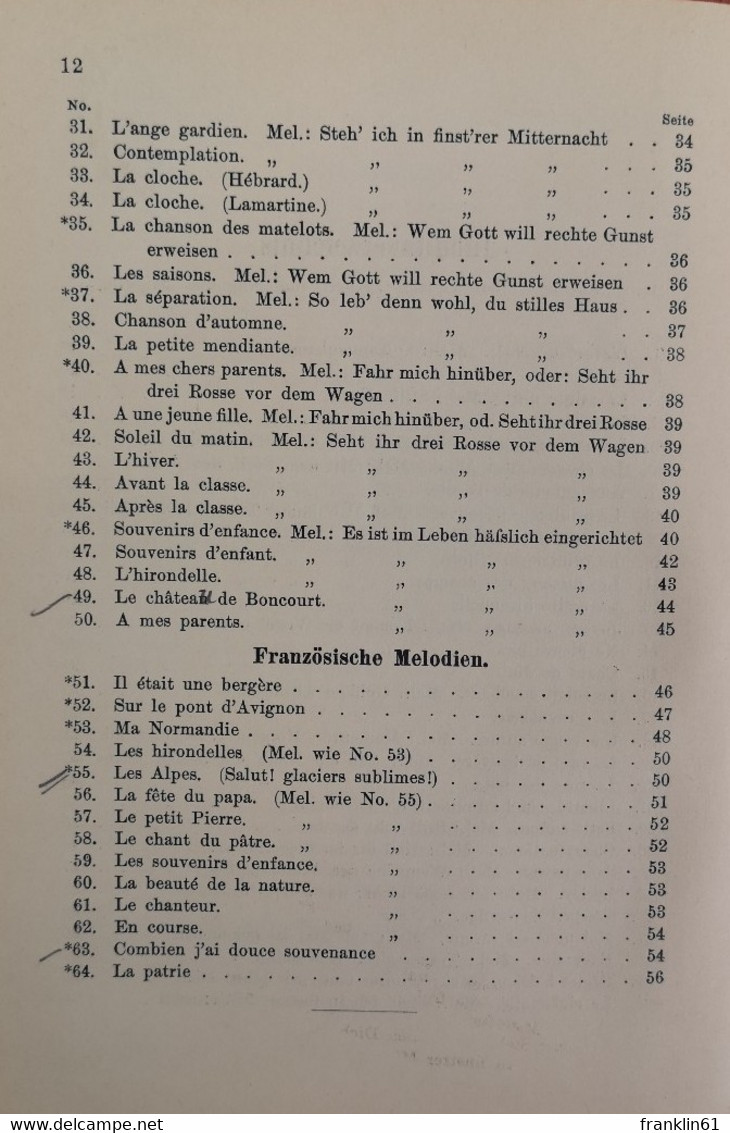 Französische Und Englische Lieder Sowie Übersetzungen Deutscher Lieder Nach Bekannten Deutschen Melodien Zu Si - Música