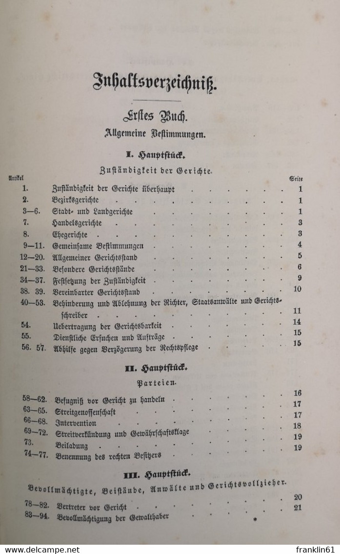 Prozeßordnung In Bürgerlichen Rechtsstreitigkeiten Für Das Königreich Bayern. - Law