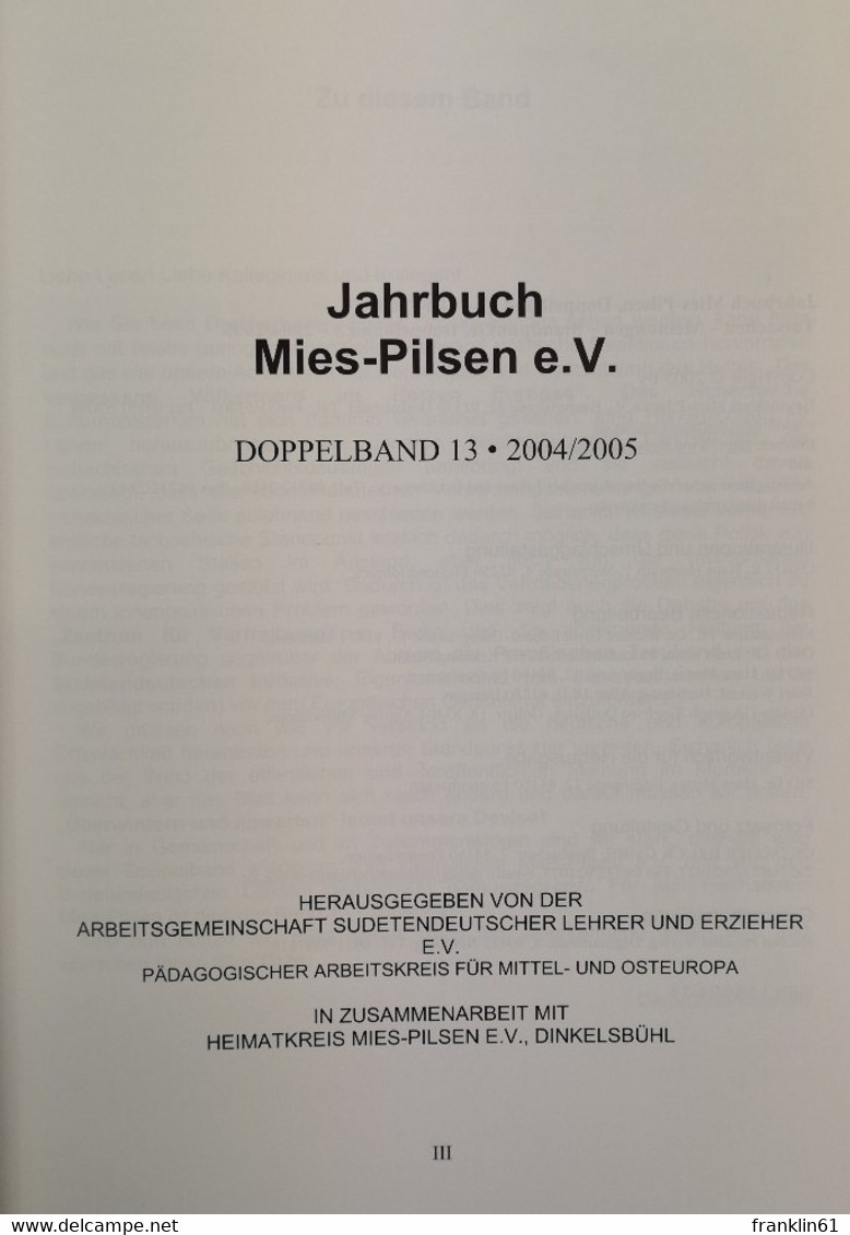 Jahrbuch. Mies-Pilsen. Doppelband 13. 2004/2005. - Autres & Non Classés