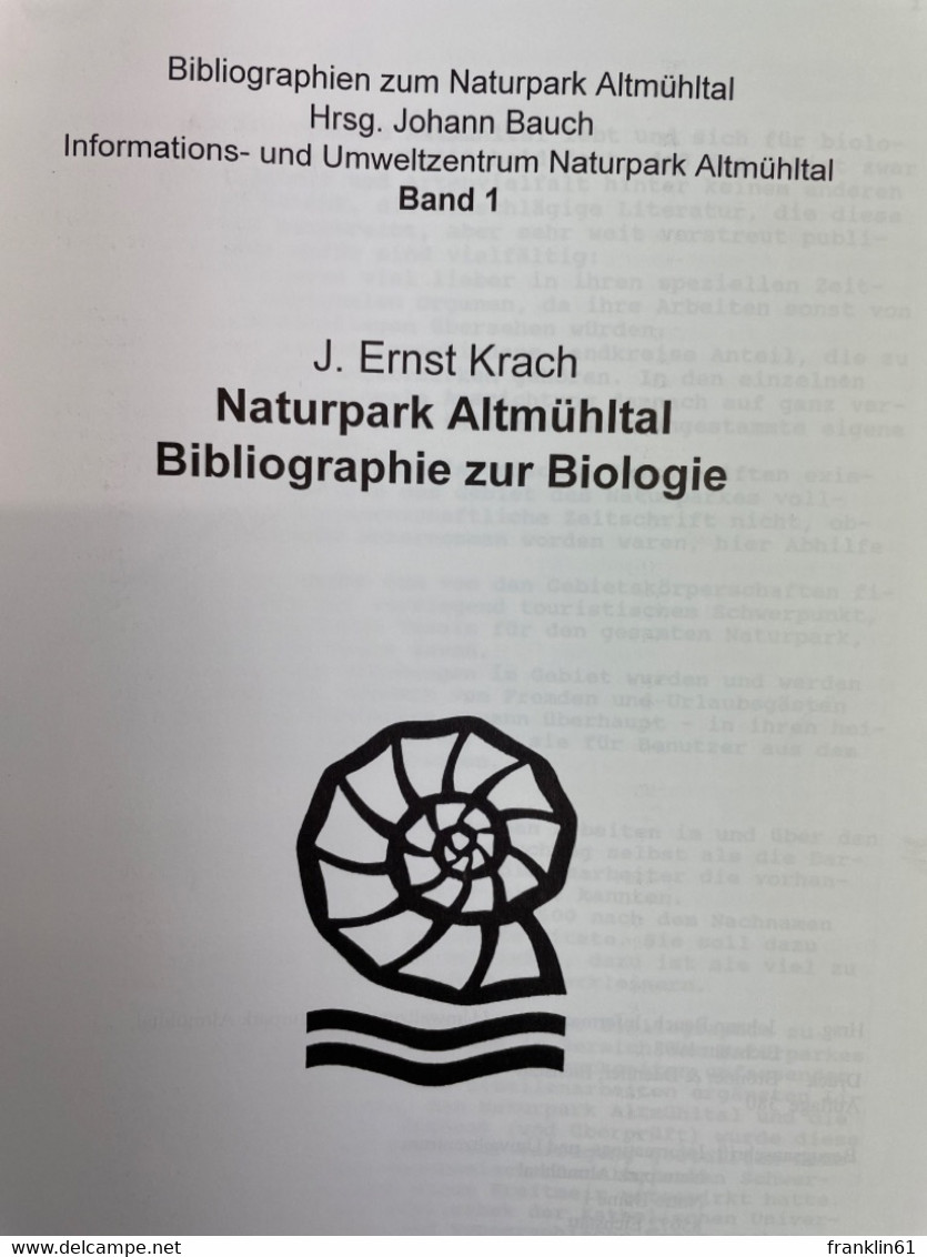 Naturpark Altmühltal, Bibliographie Zur Biologie. Band 1 Und 2 KOMPLETT. - Tierwelt