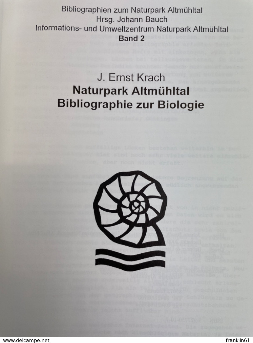 Naturpark Altmühltal, Bibliographie Zur Biologie. Band 1 Und 2 KOMPLETT. - Animals