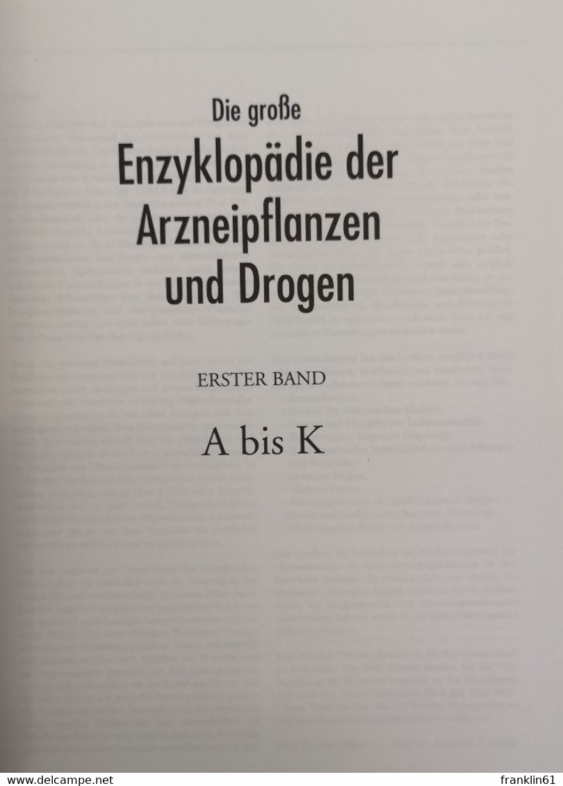 Die Große Enzyklopädie Der Arzneipflanzen Und Drogen.  1. Band. A Bis K. - Léxicos