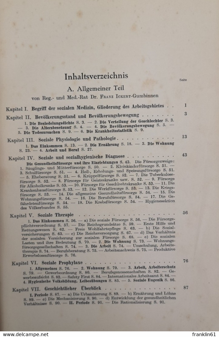 Grundriss Der Sozialen Medizin. Mit 21 Abbildungen Und 102 Tabellen. - Health & Medecine