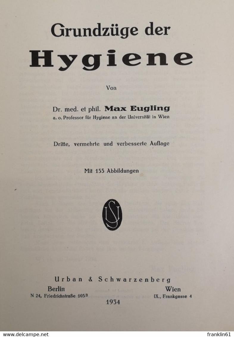 Grundzüge Der Hygiene. - Léxicos