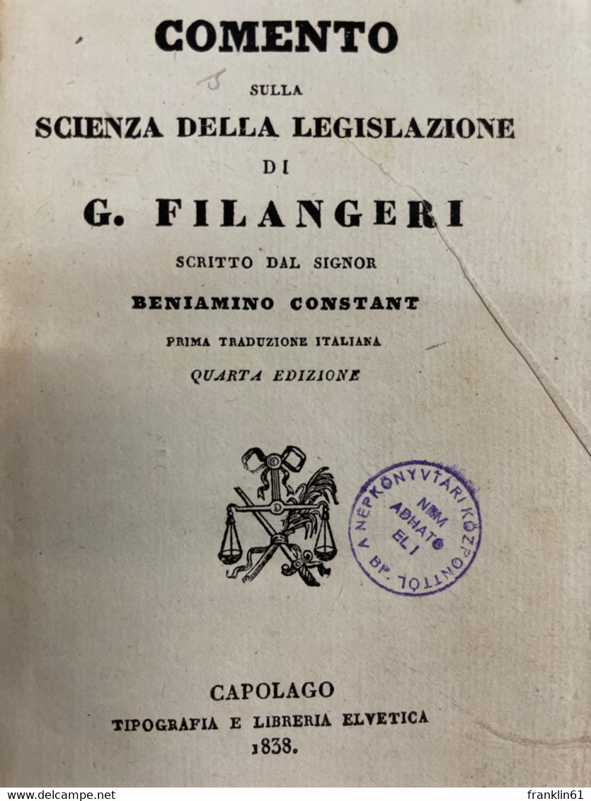 Comento Sulla Scienza Della Legislazione. - Filosofía