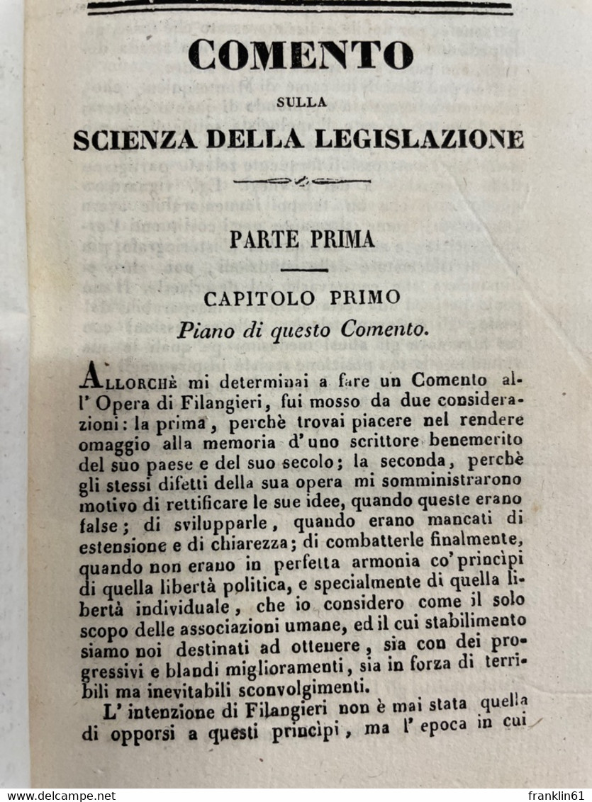 Comento Sulla Scienza Della Legislazione. - Filosofía