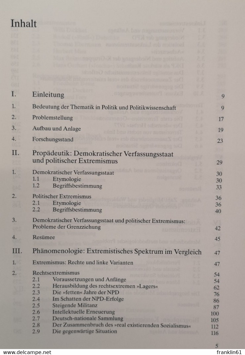 Politischer Extremismus In Der Bundesrepublik Deutschland. - Politique Contemporaine