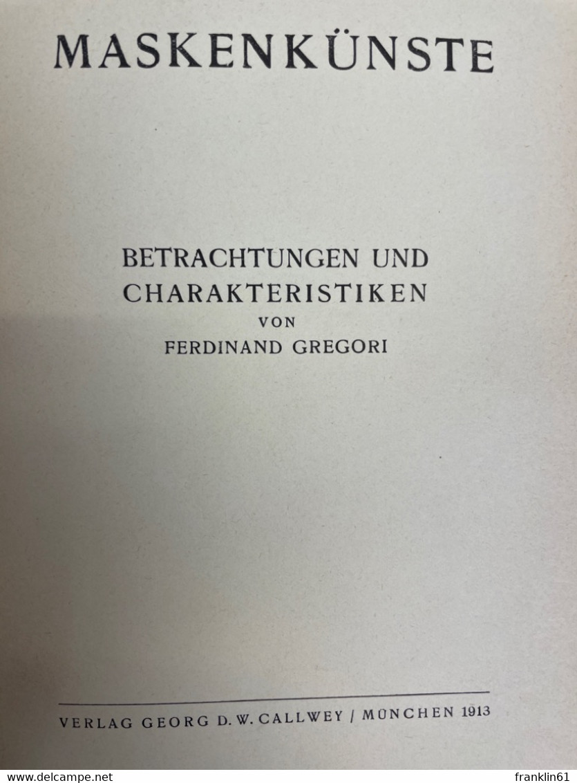 Maskenkünste : Betrachtungen U. Charakteristiken. - Theater & Dans