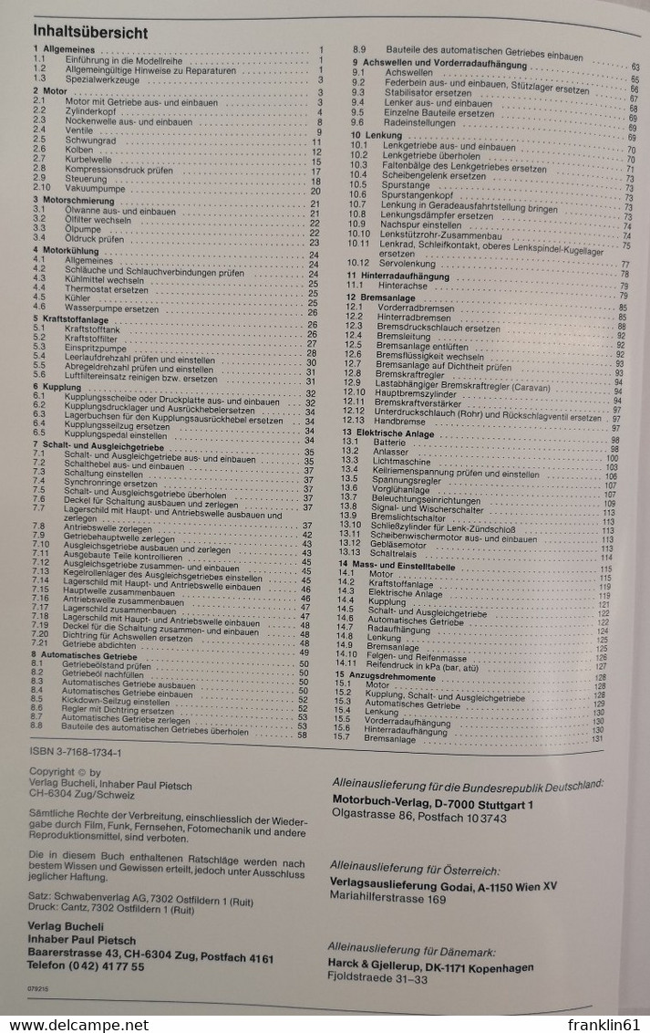 Reparaturanleitung 898/899. Opel Kadett E, Diesel - Técnico