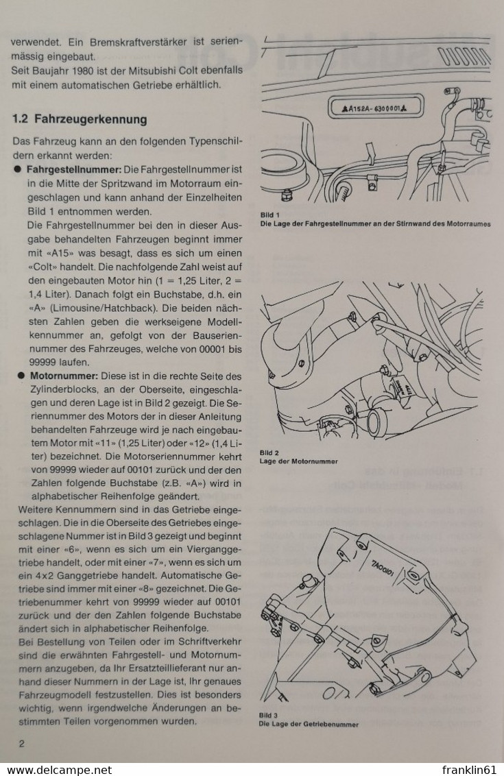 Reparaturanleitung 420/421. Mitsubishi Colt EL GL GLX - Técnico