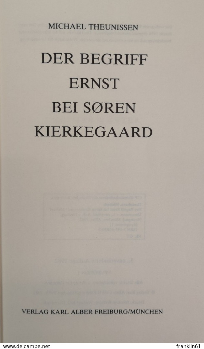 Der Begriff Ernst Bei Söen Kierkegaard. - Filosofía