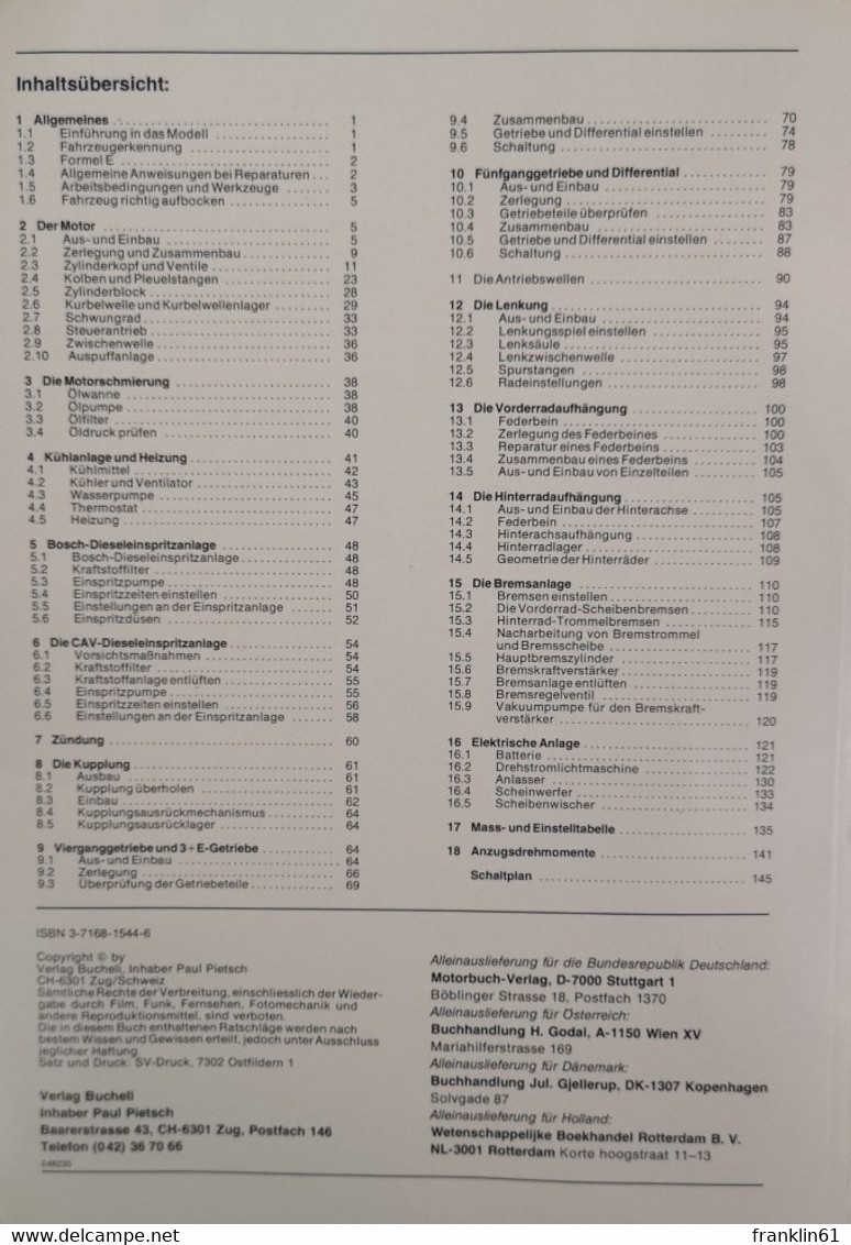 VW Jetta - Diesel Ab Juli 1980. Reparaturanleitung. - Technique