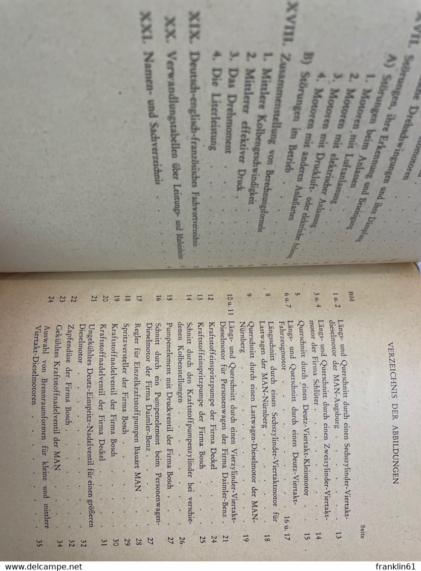 Taschenbuch Des Dieselmaschinisten : Kurzgefasste Anleitung Zum Betrieb Von Klein- U. Fahrzeugdieselmotoren. - Technique