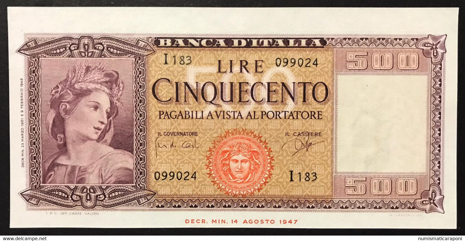 500 Lire Italia 23 03 1961 Sup Naturale LOTTO 3994 - 500 Lire