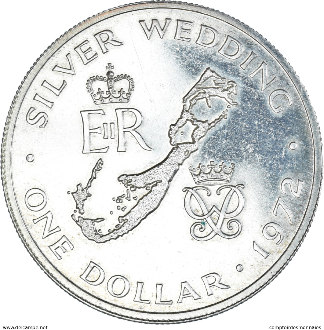 Monnaie, Bermudes, Elizabeth II, Dollar, 1972, SUP, Argent, KM:22 - Bermudas