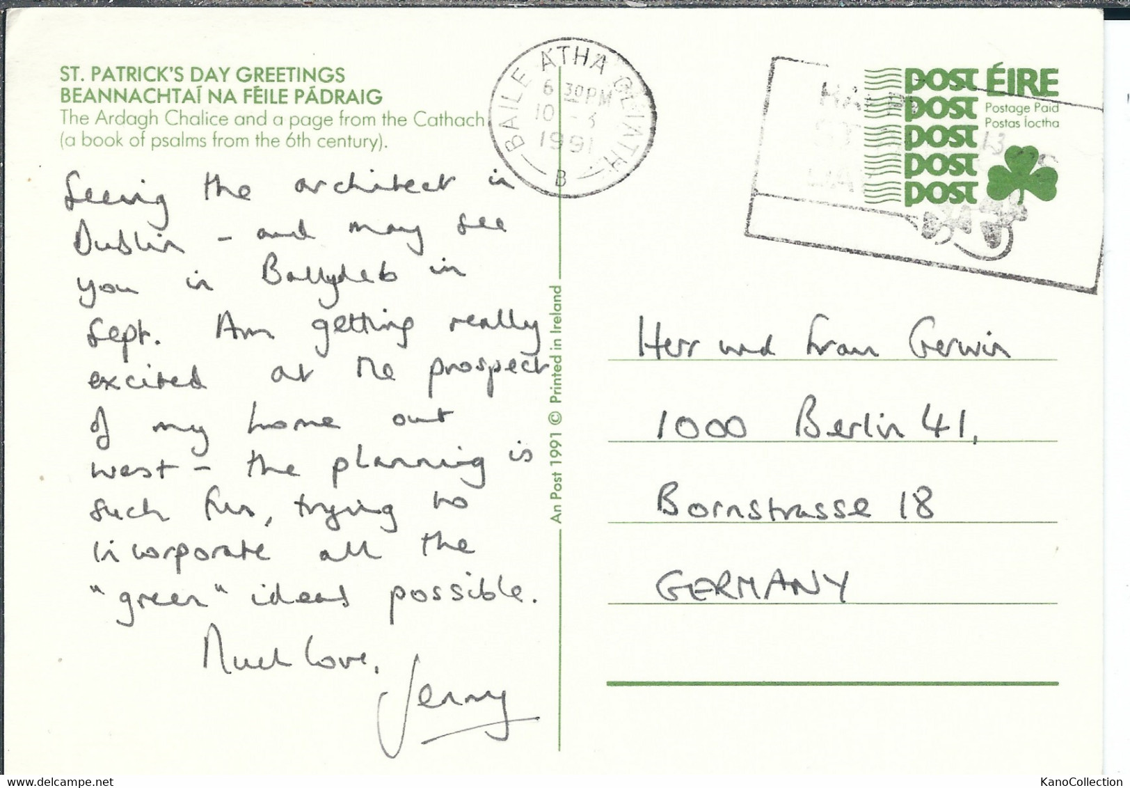 St. Patrick's Day Greetings, Gelaufen 1991 - Saint-Patrick