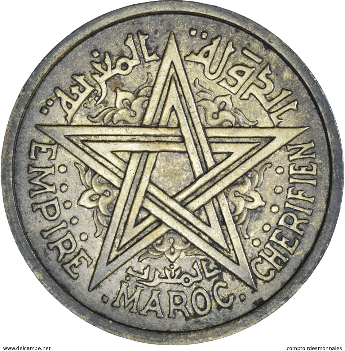 Monnaie, Maroc, Mohammed V, 2 Francs, 1945, Paris, TTB+, Bronze-Aluminium, KM:42 - Madagascar