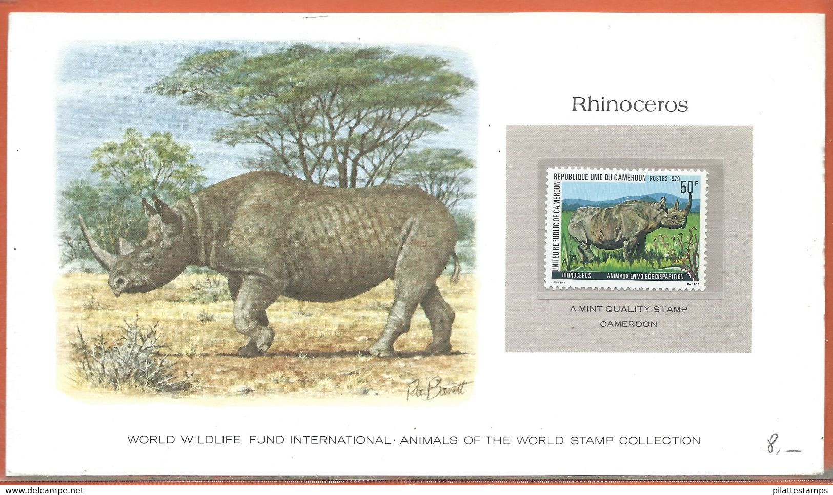 ANIMAUX RHINOCEROS CAMEROUN CARTE DE 1979 - Contenitore Per Francobolli