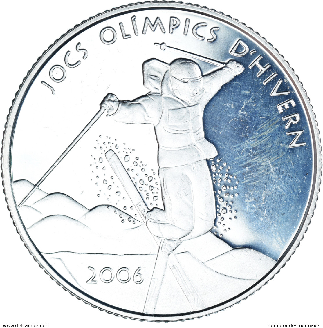 Monnaie, Andorre, 10 Diners, 2006, 2006 Olympics Freestyle Skier.BE, FDC - Andorre