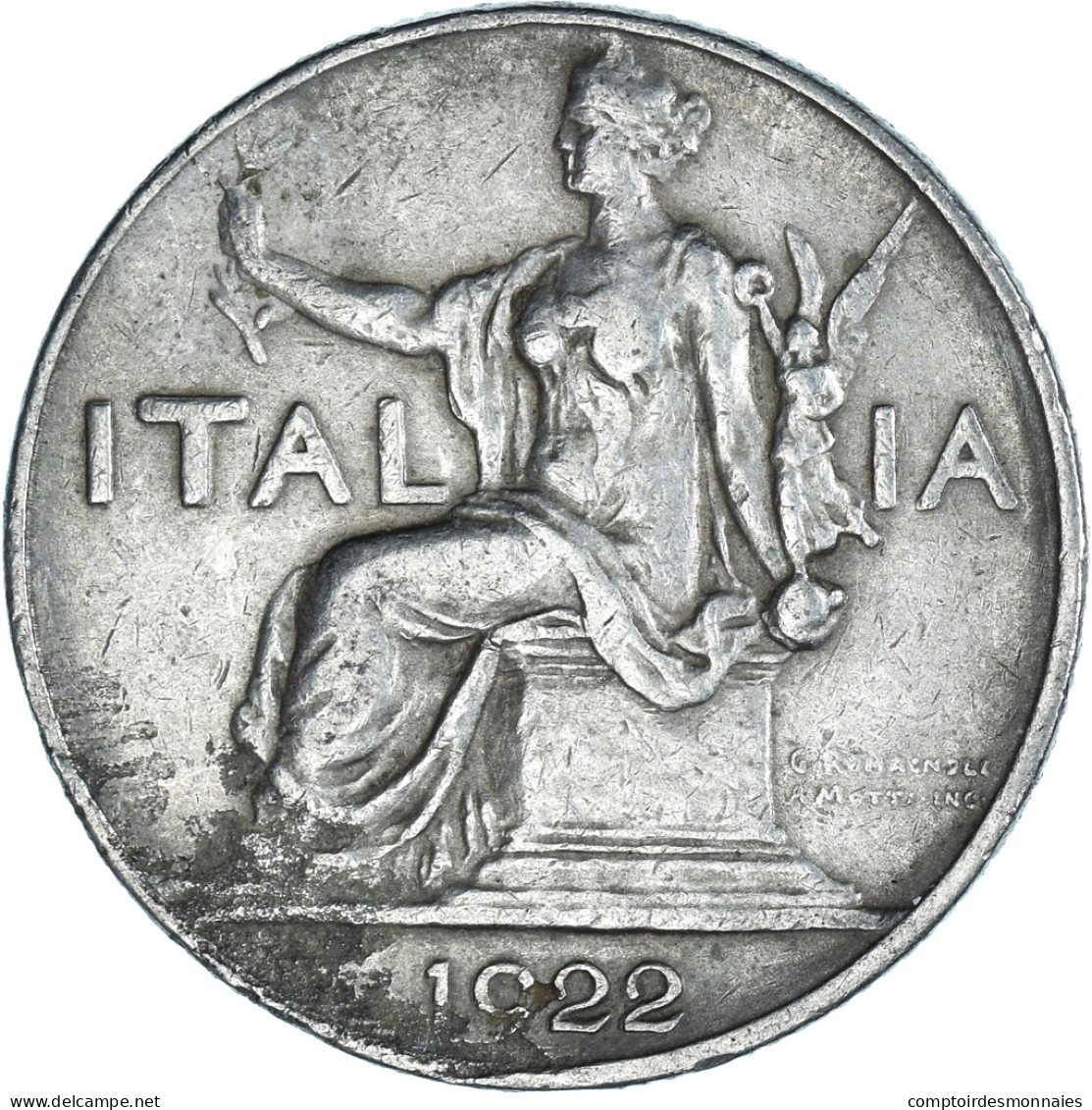 Monnaie, Italie, Vittorio Emanuele III, Lira, 1922, Rome, B+, Nickel, KM:62 - 1 Lire