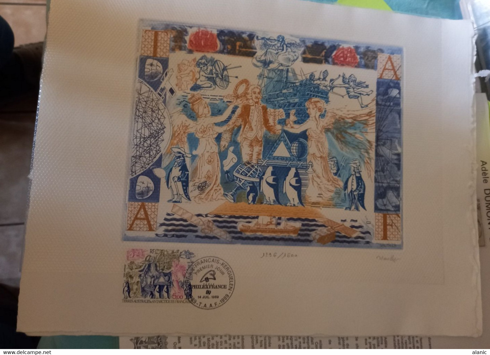 TAAF  Gravure Sur Papier Velin  Bicentenaire De La Révolution Français   Signé GAUTHIER  1296/1600- TBE - Andere & Zonder Classificatie