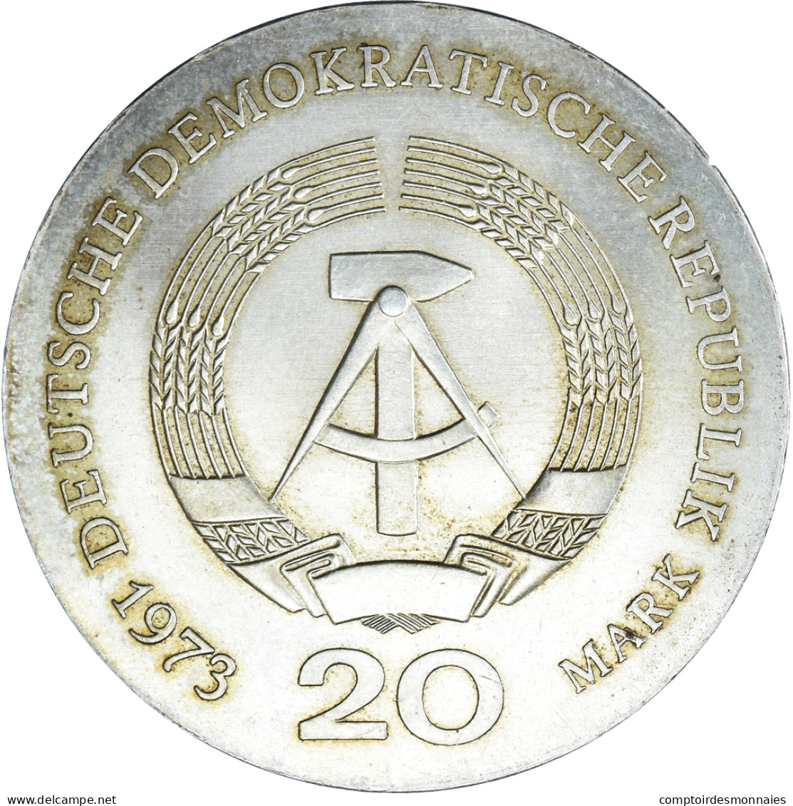 Monnaie, République Démocratique Allemande, 20 Mark, 1973, 60th Anniversary - - Herdenkingsmunt