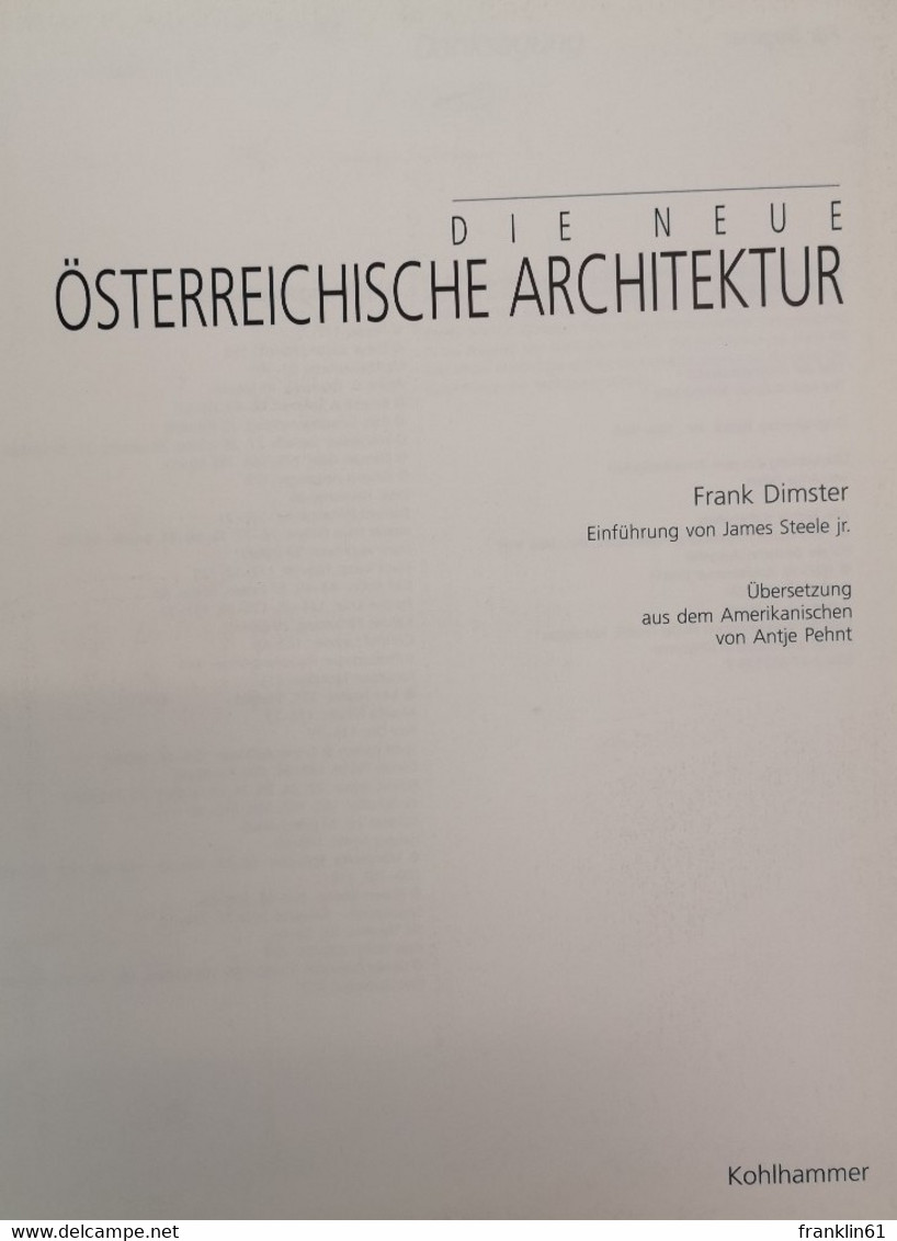 Die Neue österreichische Architektur. - Architectuur