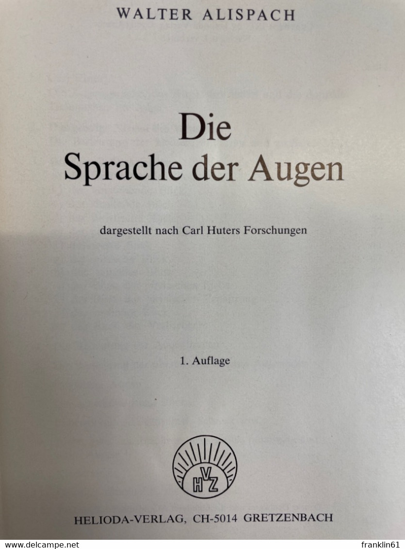 Die Sprache Der Augen : Dargestellt Nach Carl Huters Forschungen. - Psychology