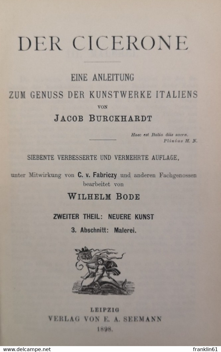 Der Cicerone. Eine Anleitung Zum Genuss Der Kunstwerke Italiens. - Arquitectura