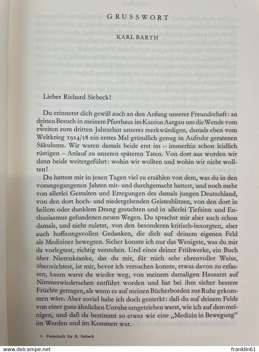 Medicus viator : Fragen und Gedanken am Wege Richard Siebecks.