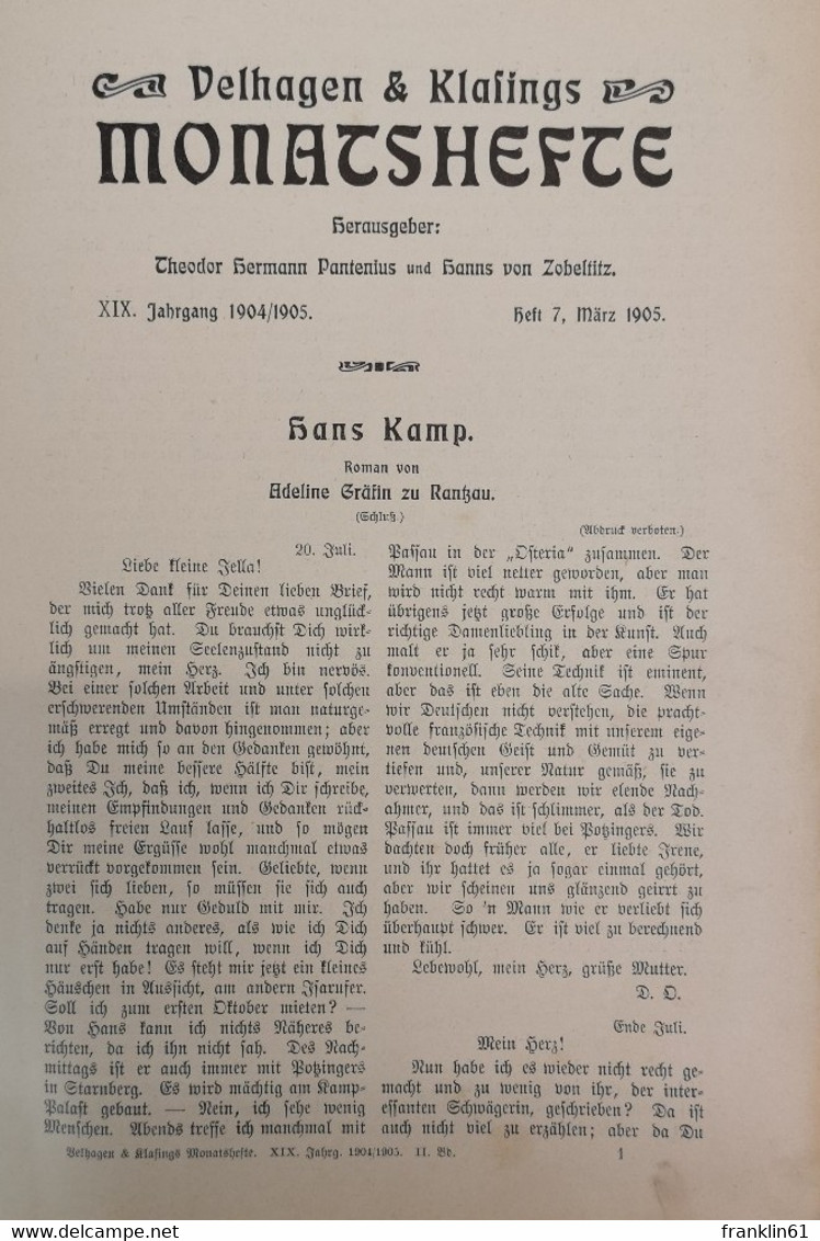 Velhagen & Klasings Monatshefte. XIX. Jahrgang. Band II. 1904/1905. - Autres & Non Classés