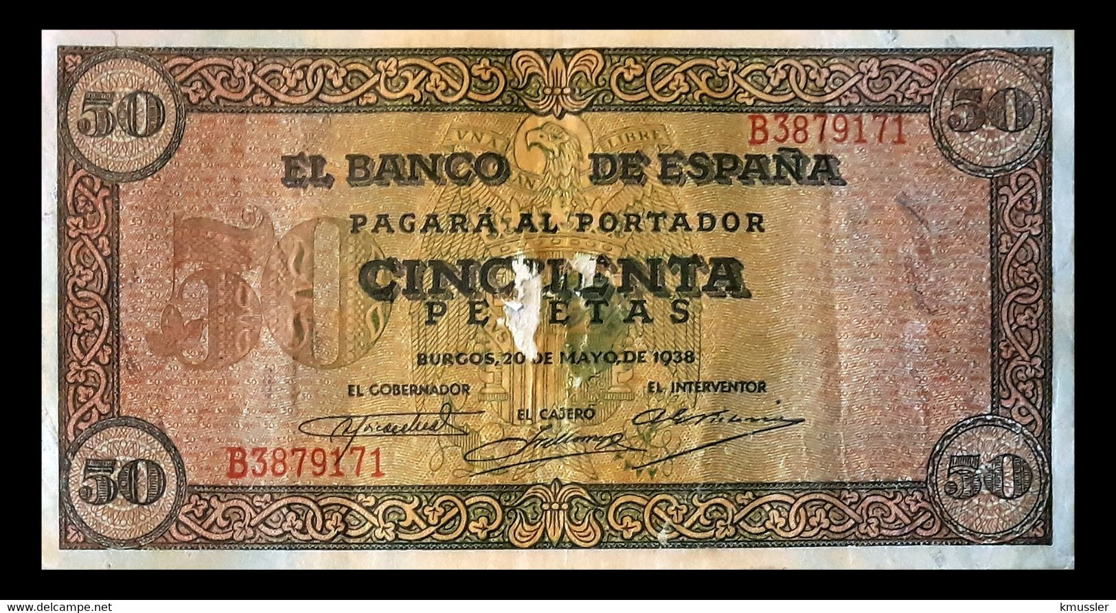 # # # Sehr Seltene Banknote Aus Spanien (Spain) 50 Pesetas 1937 # # # - 1-2 Pesetas