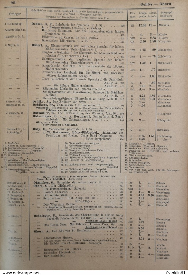 Deutscher Literaturkatalog 1907/08. - Léxicos