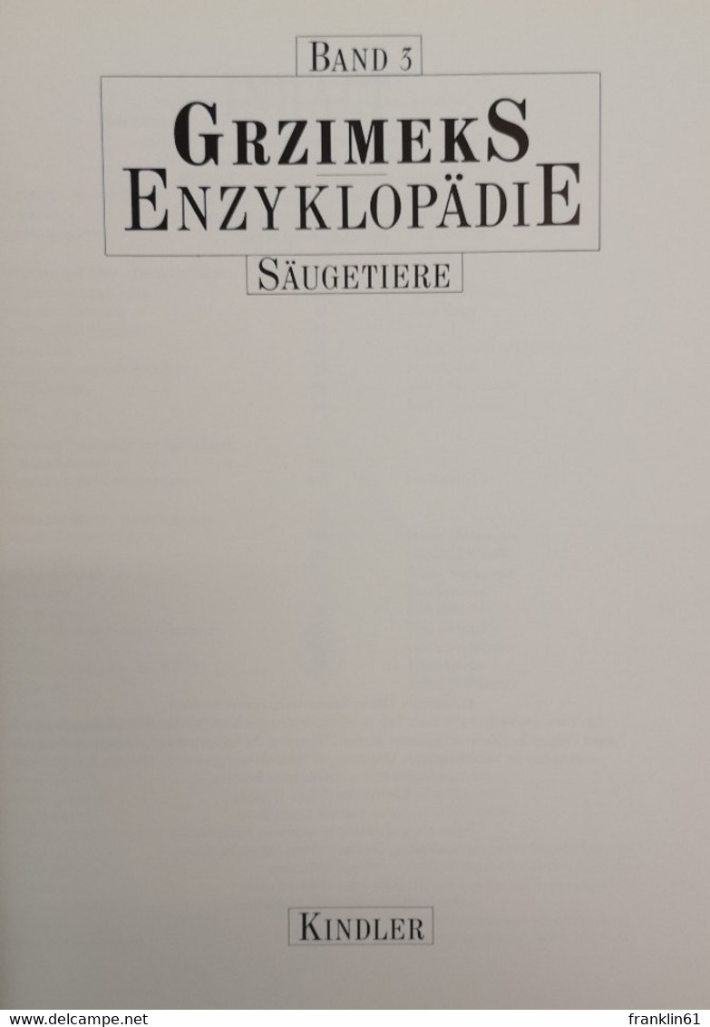 Grzimeks Enzyklopädie Säugetiere. Band 3. - Lessico